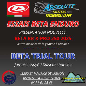 Essais BETA Enduro + BETA Trial Tour à St Maurice de Lignon